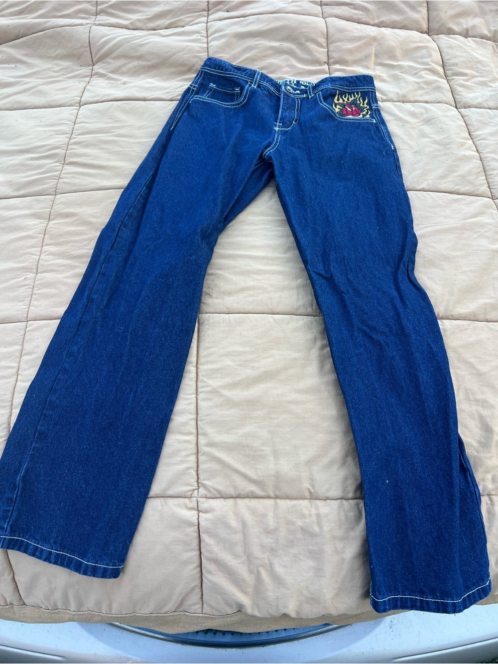 Ninth Hall Idle Skater Tattoo Embroidered Wide Leg Jeans Size 6